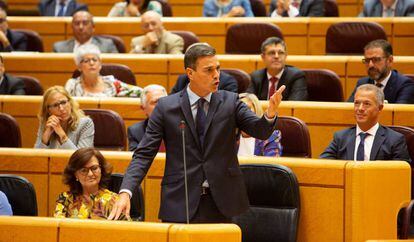 Pedro Sánchez en la sessió de control al Govern espanyol al Senat.