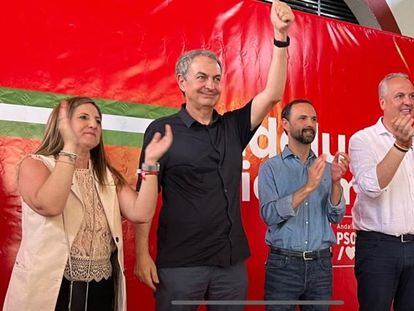 El expresidente José Luis Rodríguez Zapatero en un acto del PSOE en la campaña de las elecciones andaluzas.