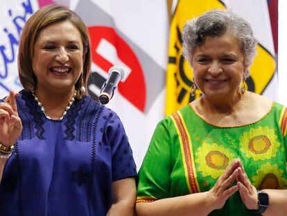 Las precandidatas presidenciales del Frente Amplio por México, Xóchitl Gálvez y Beatriz Paredes.
