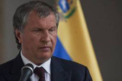 El presidente de la empresa petrolera rusa Rosneft, Igor Sechin, en la sede de la Cancillería venezolana en Caracas.