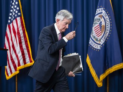 El presidente de la Reserva Federal, Jerome Powell, durante una rueda de prensa, en una imagen de archivo.