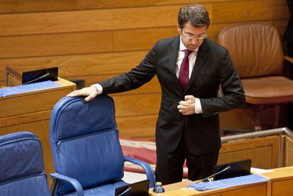 Alberto Núñez Feijóo, ayer en el Parlamento gallego.