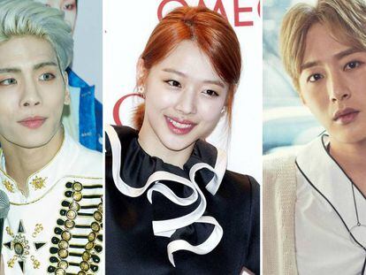 De izquierda a derecha: Kim Jong-hyun, Sulli y Seo Min-Woo.