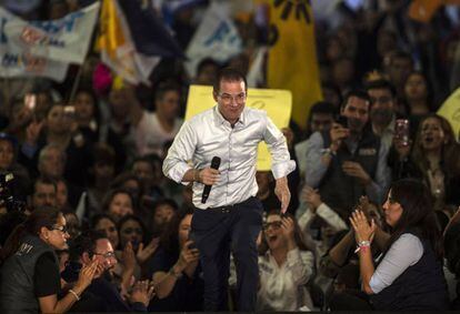 Ricardo Anaya, en un mitin en Ciudad de México.