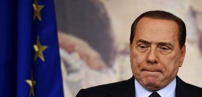 Silvio Berlusconi durante una rueda de prensa en Palazzo Chigi, sede del Gobierno italiano. 