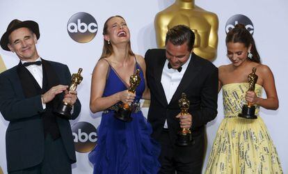 Mark Rylance, Brie Larson, Leonardo DiCaprio y Alicia VikanderHE DAY
