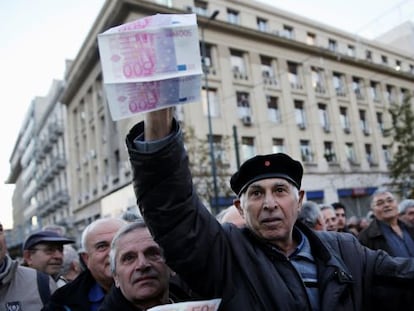 Protestas de pensionistas en Atenas