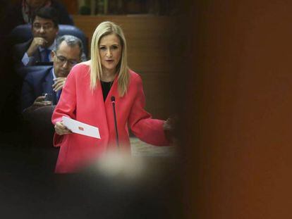 Cristina Cifuentes, en una reciente intervenci&oacute;n en el pleno de la Asamblea de Madrid