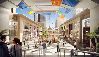 Imagen virtual del centro comercial de Gl&ograve;ries remodelado.