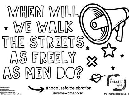 Cartel de denuncia de violencia machista de la campaña sudafricana 'No cause for celebration' (nada que celebrar).