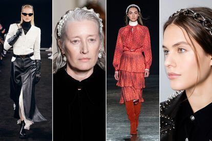 El accesorio ha sido un habitual en las colecciones para este otoño-invierno 2019/20. En la imagen, desde la izda., Alexander Wang, Simone Rocha, Stella Jean y Balmain.