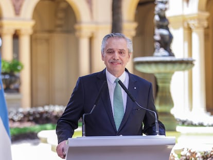 El presidente de Argentina, Alberto Fernández, en la Casa Rosada.