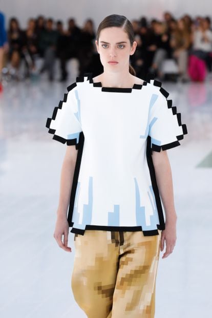 One of Jonathan Anderson's 'pixelated' garments for Loewe's spring/summer 2023 collection.
