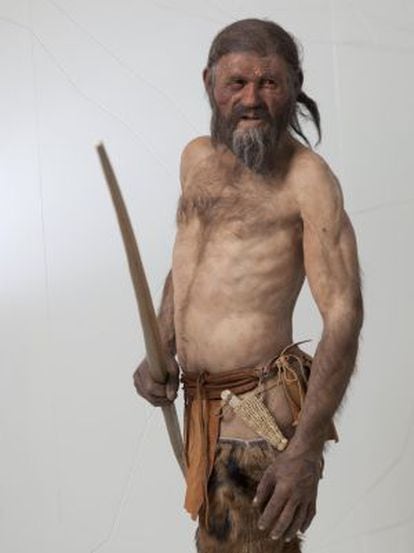 Reconstrucción, tras las últimas investigaciones, de Ötzi, el hombre de los hielos.