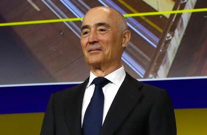 Ell presidente de Ferrovial, Rafael del Pino, durante la junta de accionistas celebrada el 13 de abril en Madrid.