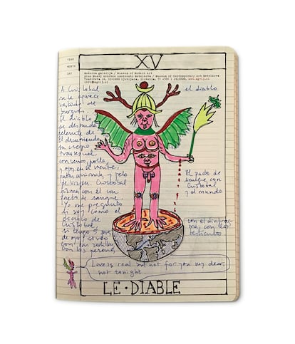 La imagen de portada de 'Dysphoria mundi' (Anagrama) procede de este dibujo del propio Preciado, que ha reinterpretado el arcano del Diablo del Tarot desde los parámetros de su obra.