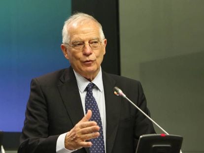 El ministro de Asuntos Exteriores, Josep Borrell, en una rueda de prensa el pasado lunes.