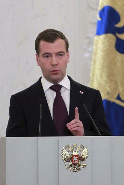Dmitri Medvédev, durante el discurso sobre el estado de la nación.