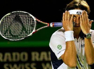 Un gesto expresivo de Tommy Robredo durante su enfrentamiento con Roger Federer.
