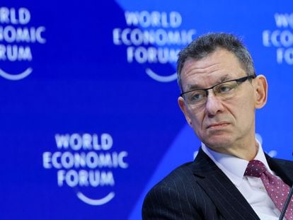 Albert Bourla, consejero delegado de Pfizer, el pasado 18 de enero en el Foro Económico Mundial en Davos (Suiza).