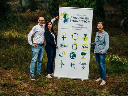 Miembros de la asociación gallega Arousa en Transición, que busca un nuevo modelo de consumo energético.