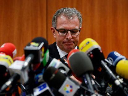 Carsten Spohr, este miércoles en Barcelona durante la rueda de prensa.