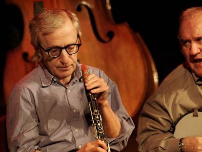 Woody Allen y la New Orleans Jazz Band, en una actuaci&oacute;n en Barcelona. 