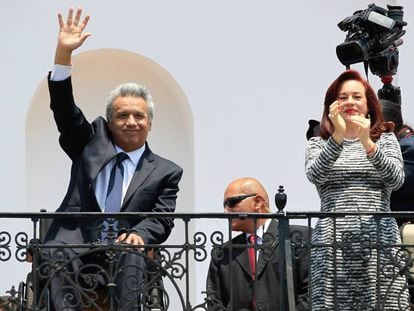 El presidente de Ecuador, Len&iacute;n Moreno, y la canciller, Mar&iacute;a Fernanda Espinosa, el lunes en Quito.