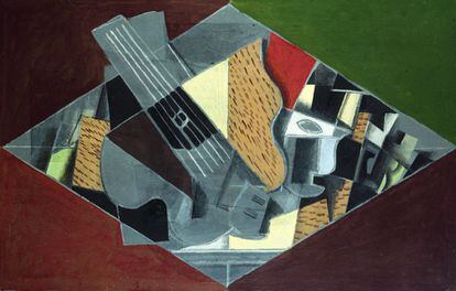 'Guitarra y vidrio', 1917. Óleo sobre lienzo.