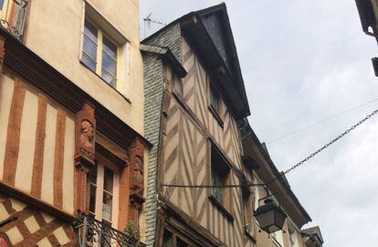 La rue du Chapitre, con algunas de las casas m&aacute;s antiguas de Rennes
