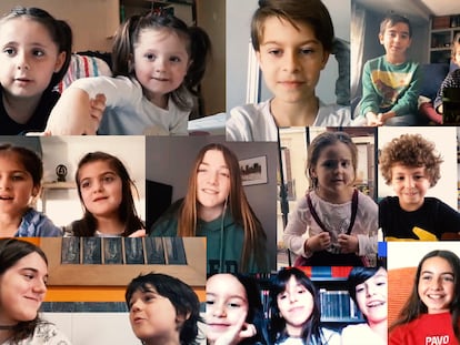 Foto: Los niños de diferentes puntos de España que han participado en el vídeo. Vídeo: Belén Fernández y Carlos Martínez