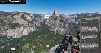 El Parque Nacional de Yosemite en las montañas de Sierra Nevada de California