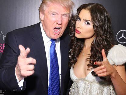 Donald Trump con Miss Universo 2012, Olivia Culpo, en el concurso de belleza de 2013 celebrado en Moscú.