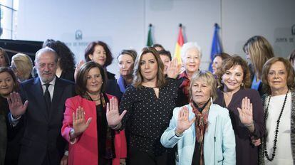 Susana Díaz, en la presentación de la campaña contra la violencia machista.
