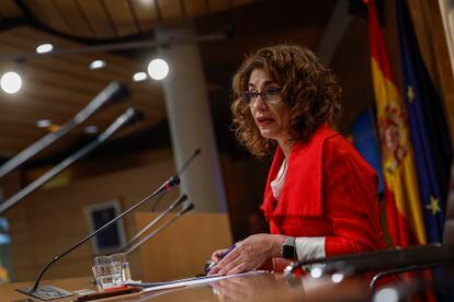 The Minister of Finance, María Jesús Montero, appears to present the closing data for the 2022 budget execution.