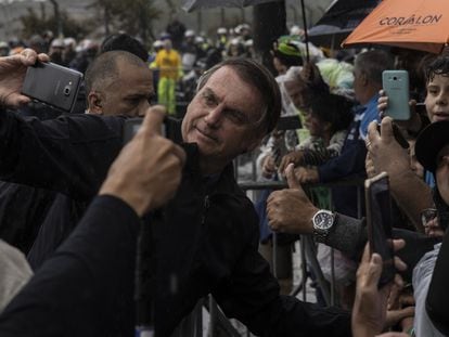 Jair Bolsonaro, durante un mitin en la ciudad de Santos.