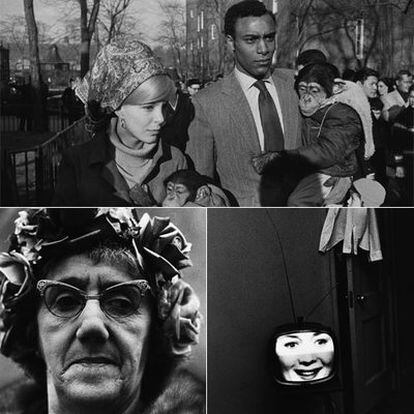 Arriba, <i>Central Park Zoo, New York City, 1967, </i><b>de Garry Winogrand</b>; a la izquierda,<i> Woman in rose hat, NYC 1966, </i><b>de Diane Arbus. E</b>ncima, <i>Nashville, 1963</i>, <b>de Lee Friedlander.</b>