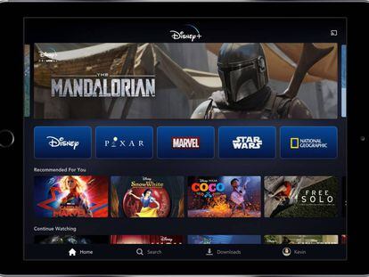 La plataforma de Disney + vista en una tableta.