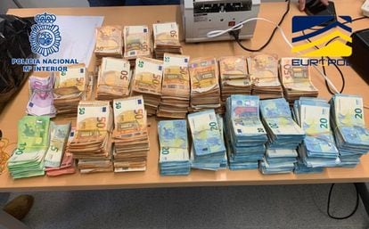 Money seized by the National Police from a criminal organization.