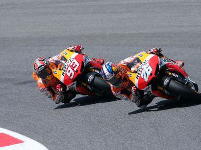 M&aacute;rquez y Pedrosa, tomando una curva