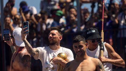 Leo Messi during Argentina's World Cup celebrations in Buenos Aires.