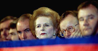 La primera ministra Margaret Thatcher en una conferencia del Partido Conservador celebrada en la ciudad de Bournemouth.1994.