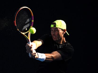 Rafa Nadal, en enero de 2023, durante un entrenamiento previo al Open de Australia, el último torneo que disputó este año.