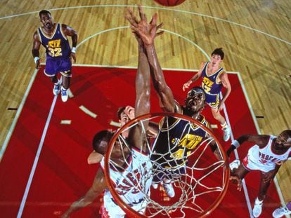 El partido de la NBA entre Utah y Phoenix, disputado en Tokyo en noviembre de 1990.