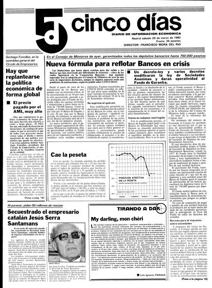 1980: ajuste en industria y banca. La intensa crisis industrial abre un ajuste dramático en la banca en la que es la primera crisis financiera del país, que fuerza nuevos mecanismos de liquidación de entidades y que desembocaría diez años después en la primera oleada de concentración bancaria. La Banca López Quesada y Banco Industrial del Mediterráneo, al FGD.