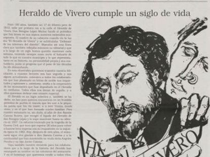 Portada del número conmemorativo del centenario de El Heraldo de Vivero.