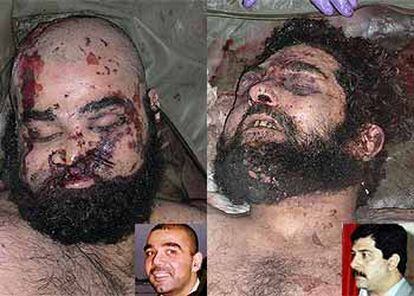 El Pentágono ha difundido estas imágenes como prueba de la muerte de Qusay (derecha) y Uday Husein.