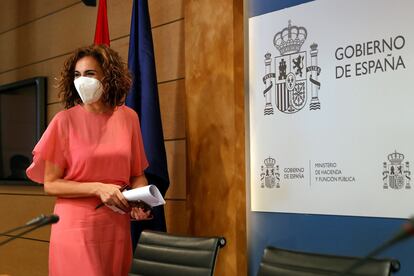 La ministra de Hacienda y Función Pública, María Jesús Montero, este lunes.
