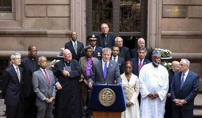 El alcalde de Nueva York interviene durante un acto religioso tras la muerte de Eric Garner. 
