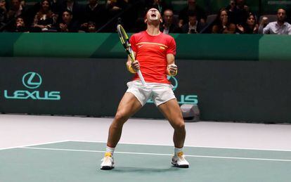 Rafa Nadal, tras ganar la semifinal de la Copa Davis frente a Gran Bretaña.